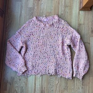 Pink Lily Speckled Pink Women's Sweater Medium